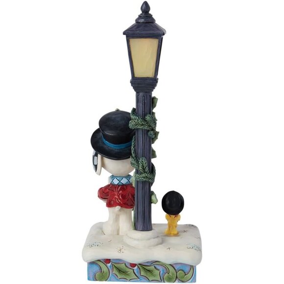 Peanuts by Jim Shore Snoopy and Woodstock Caroling by Lamp Post Lit Figurine NEW - Picture 4 of 8